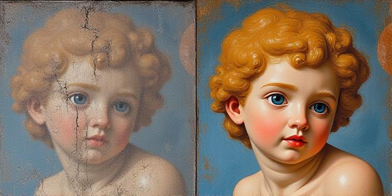 Prima e dopo il restauro di un affresco rinascimentale